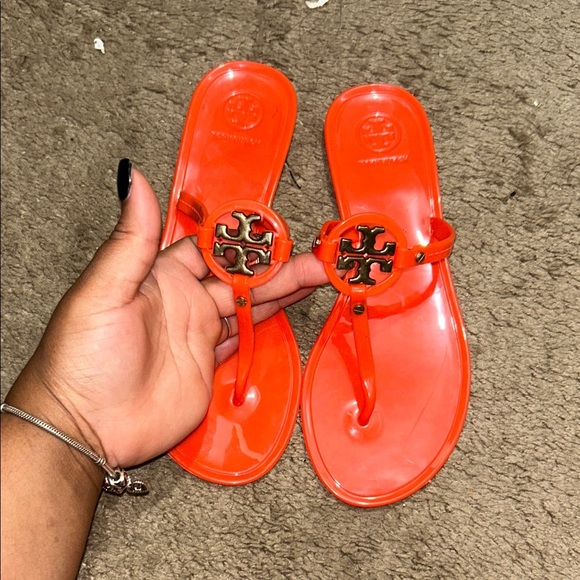 Tory Burch Shoes - Preloved Tory Burch Vibrant Orange Jelly Flip-Flops